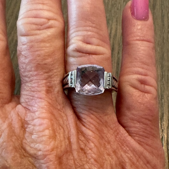 David Yurman Deco Lavender Amethyst and Diamond Sterling Ring Sz 6 - Picture 6 of 10